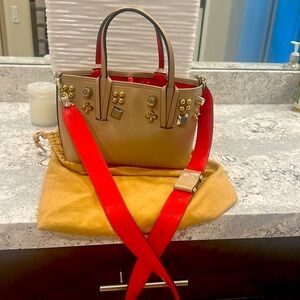Christian Louboutin Tan Crossbody Bag with Structured Elegance